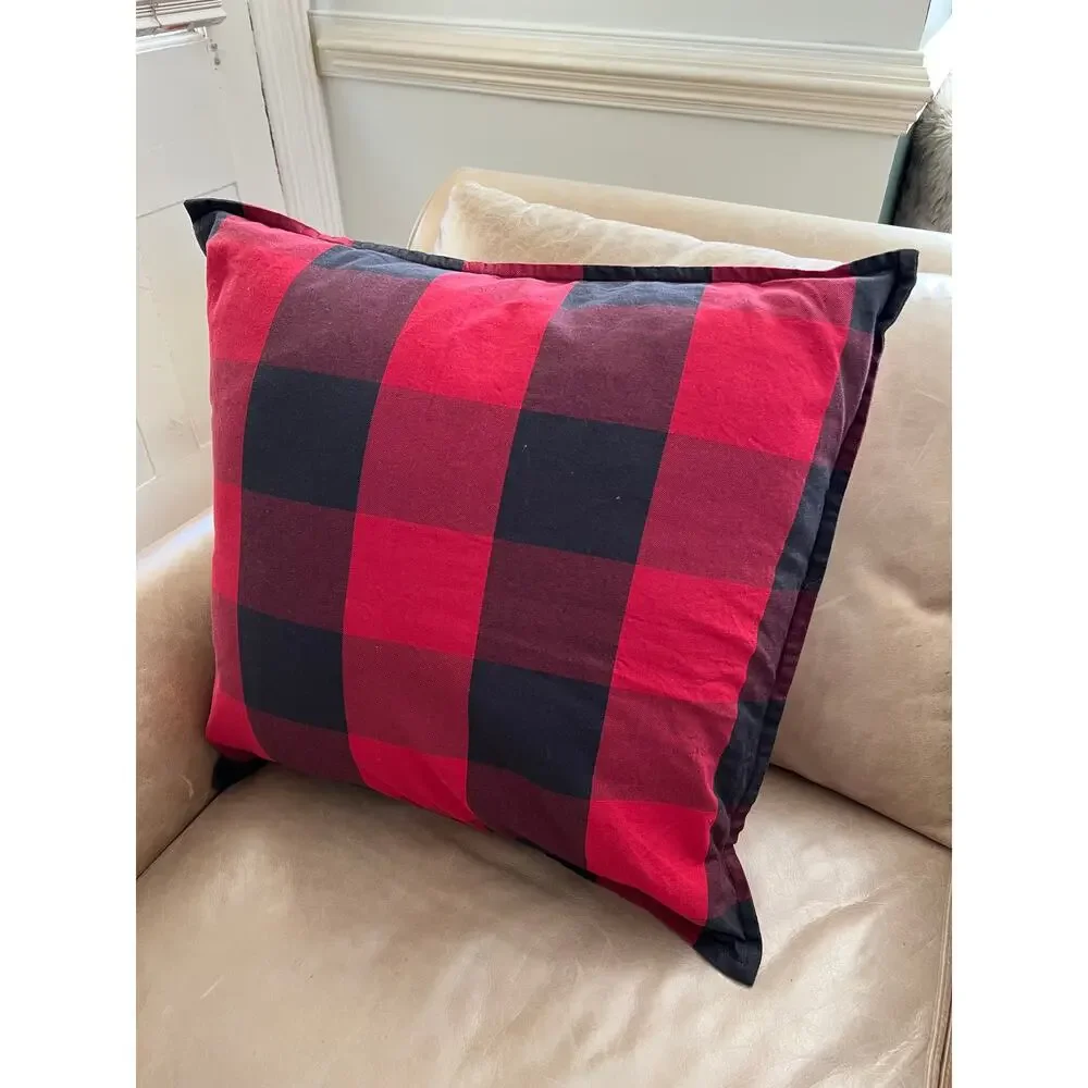 Pottery Barn Holiday Buffalo Plaid Check Pillow Covers Red Black